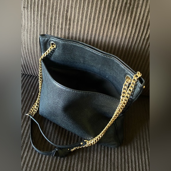 Tory Burch Carson Swingpack Black Leather Gold Chain Strap Adjustable beautiful😍 - Picture 3 of 14